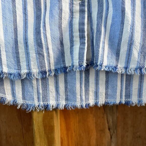 Cloth & Stone Blue And White Striped Long Sleeve Linen Blend Tunic Top Size XS - Picture 3 of 9